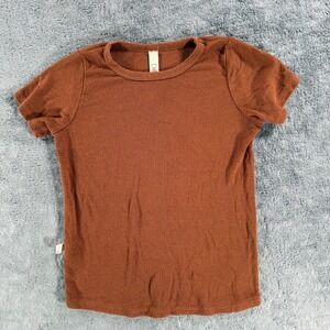 Childhoods Clothing Ribbed Tee Kids 3T Brown Good Short Sleeve‎ Crew Neck